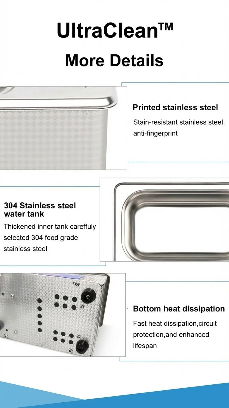 UltraClean™ Premium 45kHz Ultrasonic Cleaner – Professional Deep Cleaning for Jewellery, Retainers, Glasses & Watches (High-Frequency Precision Clean)