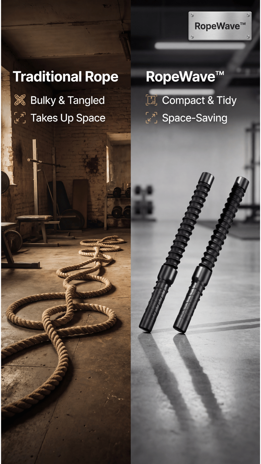 RopeWave™ Pro Cordless Battle Ropes (2-Pack)