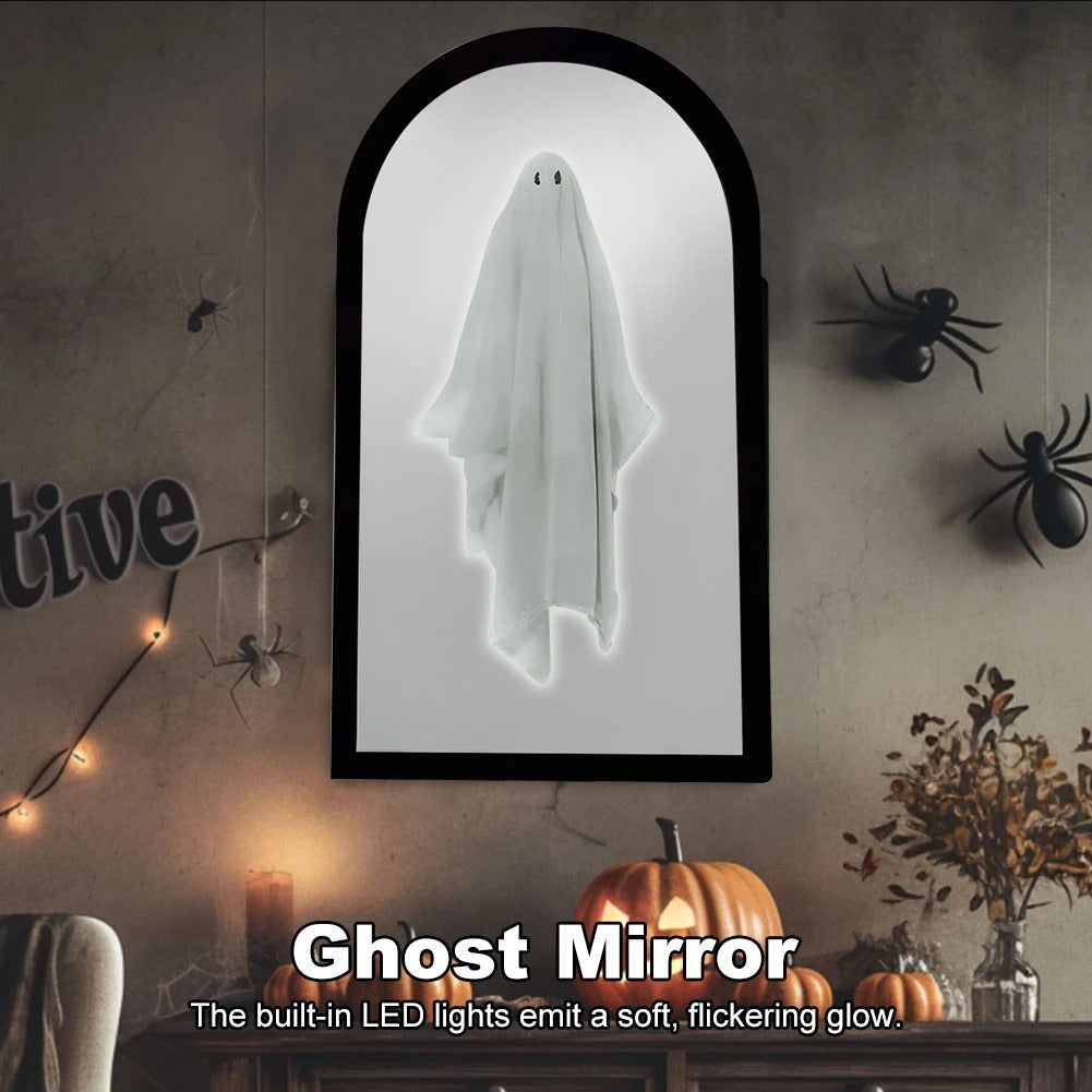 Ghost Holographic Mirror – Spooky Haunted LED Illusion Wall Décor for Halloween, Scary 3D Ghost Projection Decoration