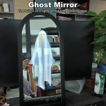 Ghost Holographic Mirror – Spooky Haunted LED Illusion Wall Décor for Halloween, Scary 3D Ghost Projection Decoration