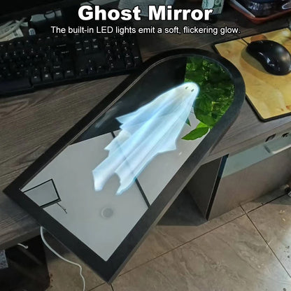 Ghost Holographic Mirror – Spooky Haunted LED Illusion Wall Décor for Halloween, Scary 3D Ghost Projection Decoration