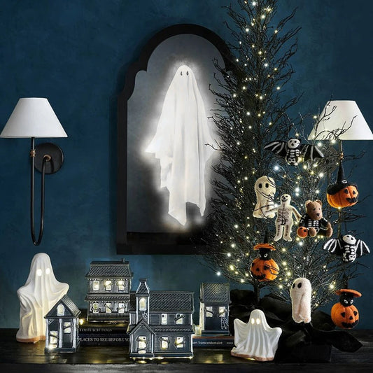 Ghost Holographic Mirror – Spooky Haunted LED Illusion Wall Décor for Halloween, Scary 3D Ghost Projection Decoration